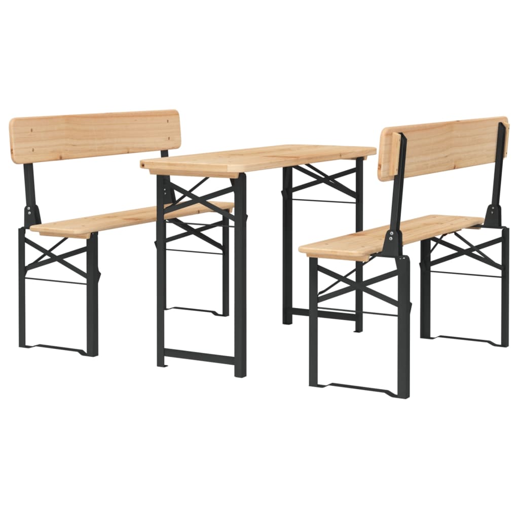 3 Pcs conjunto mesas de cerveja dobráveis madeira abeto maciça