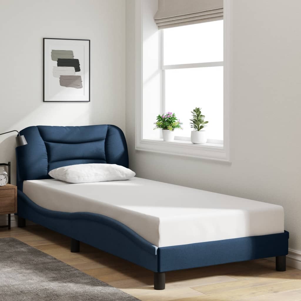 Estrutura de cama com LED sem colchão hvar 90x200 cm tecido azul