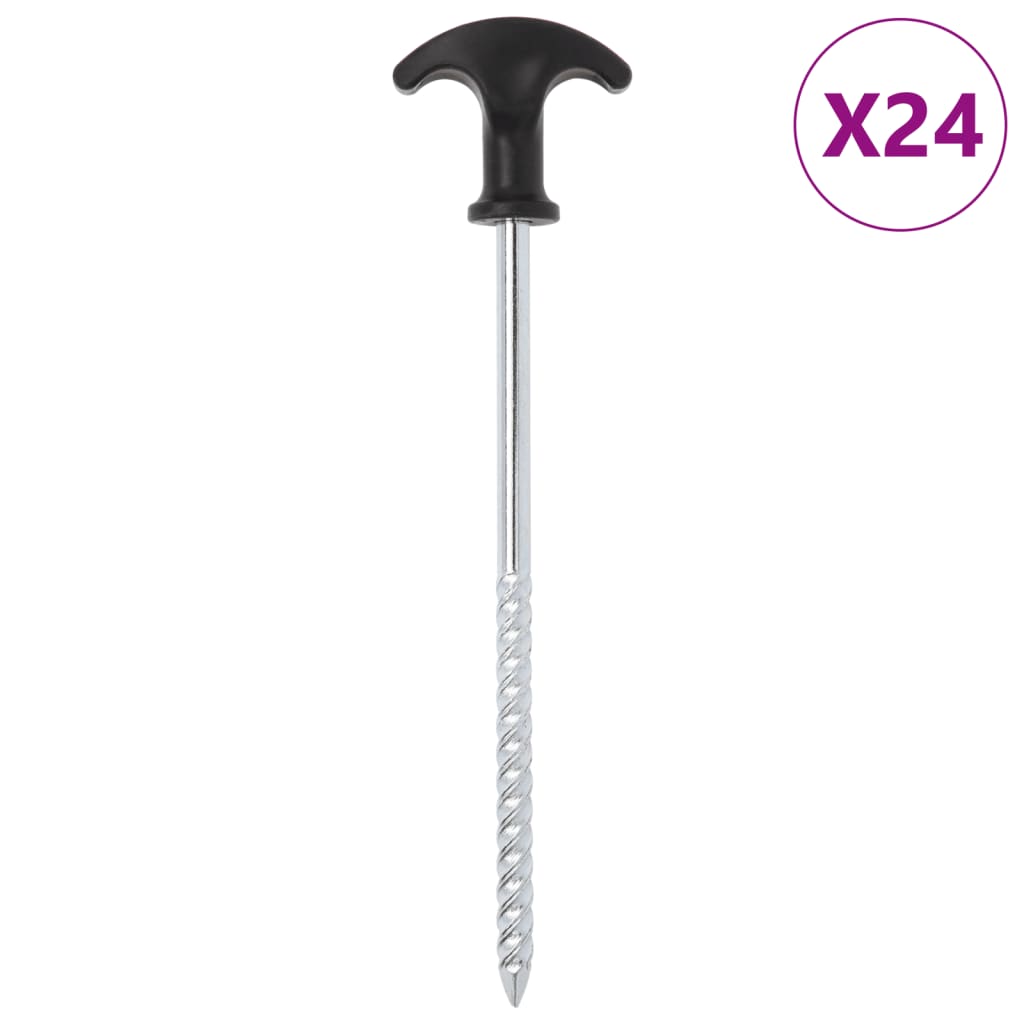 Estacas para tenda 24 pcs 20 cm ø7 mm aço galvanizado