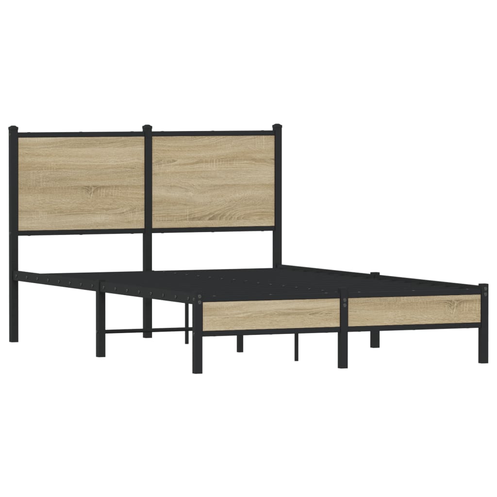 Estrutura de cama sem colchão 120x200 cm metal carvalho sonoma