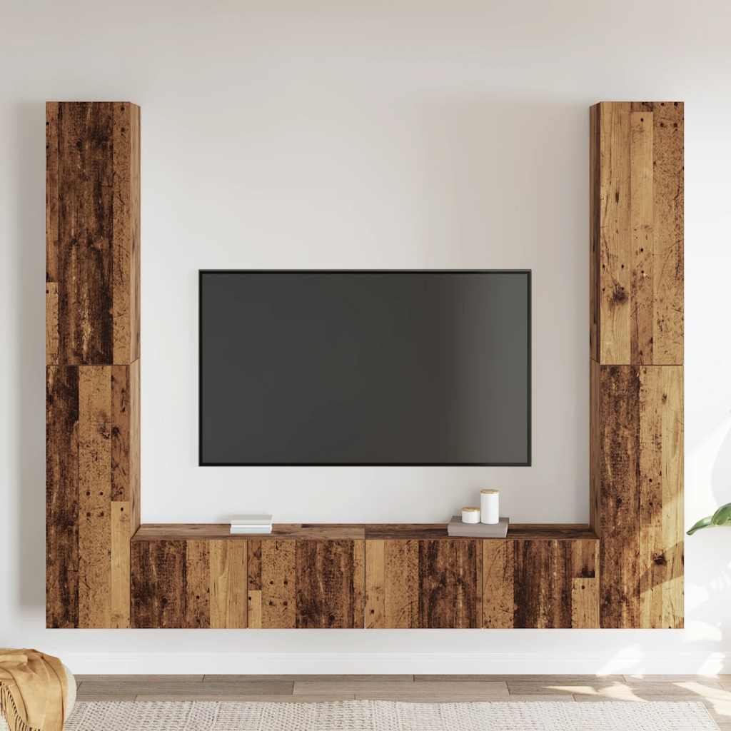 Armários de TV montados na parede 6 pcs madeira velha