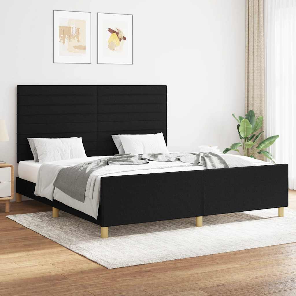 Estrutura de cama sem colchão 160x200 cm tecido preto
