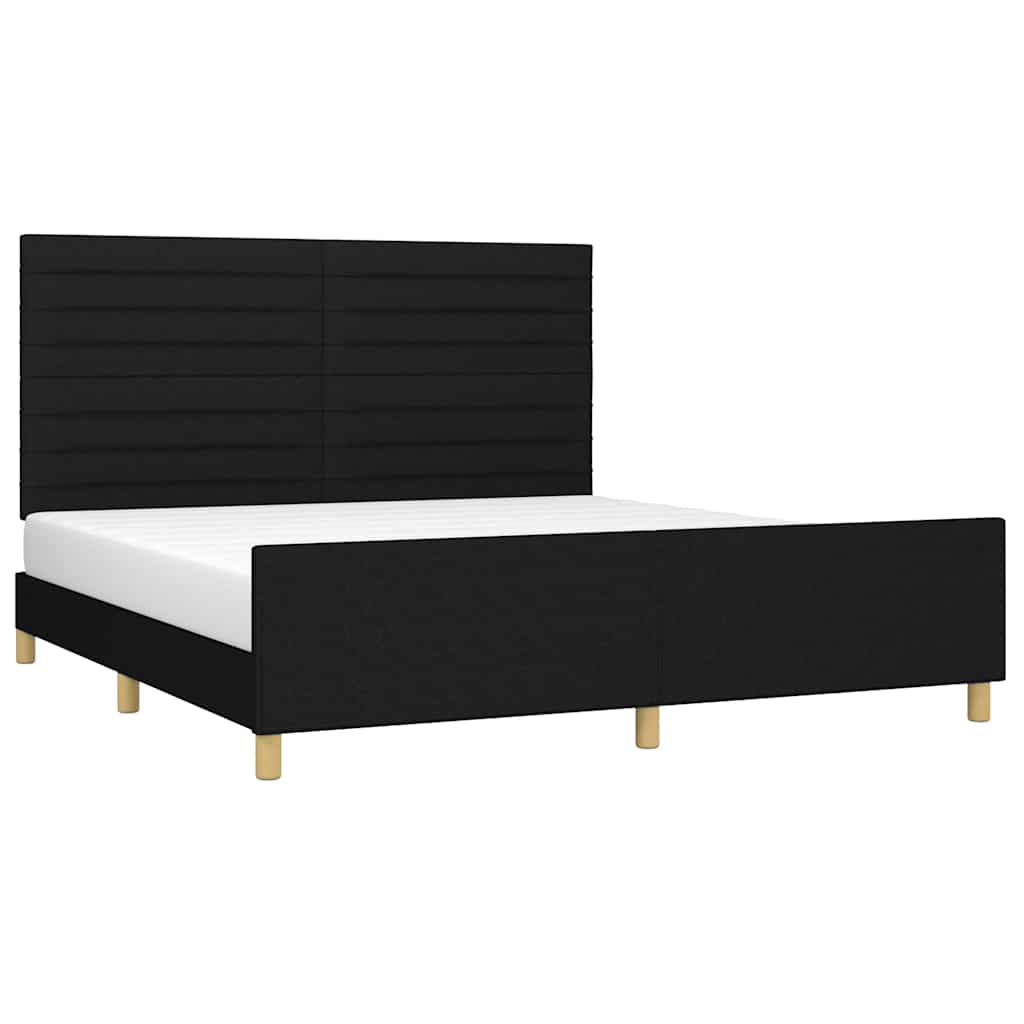 Estrutura de cama sem colchão 160x200 cm tecido preto