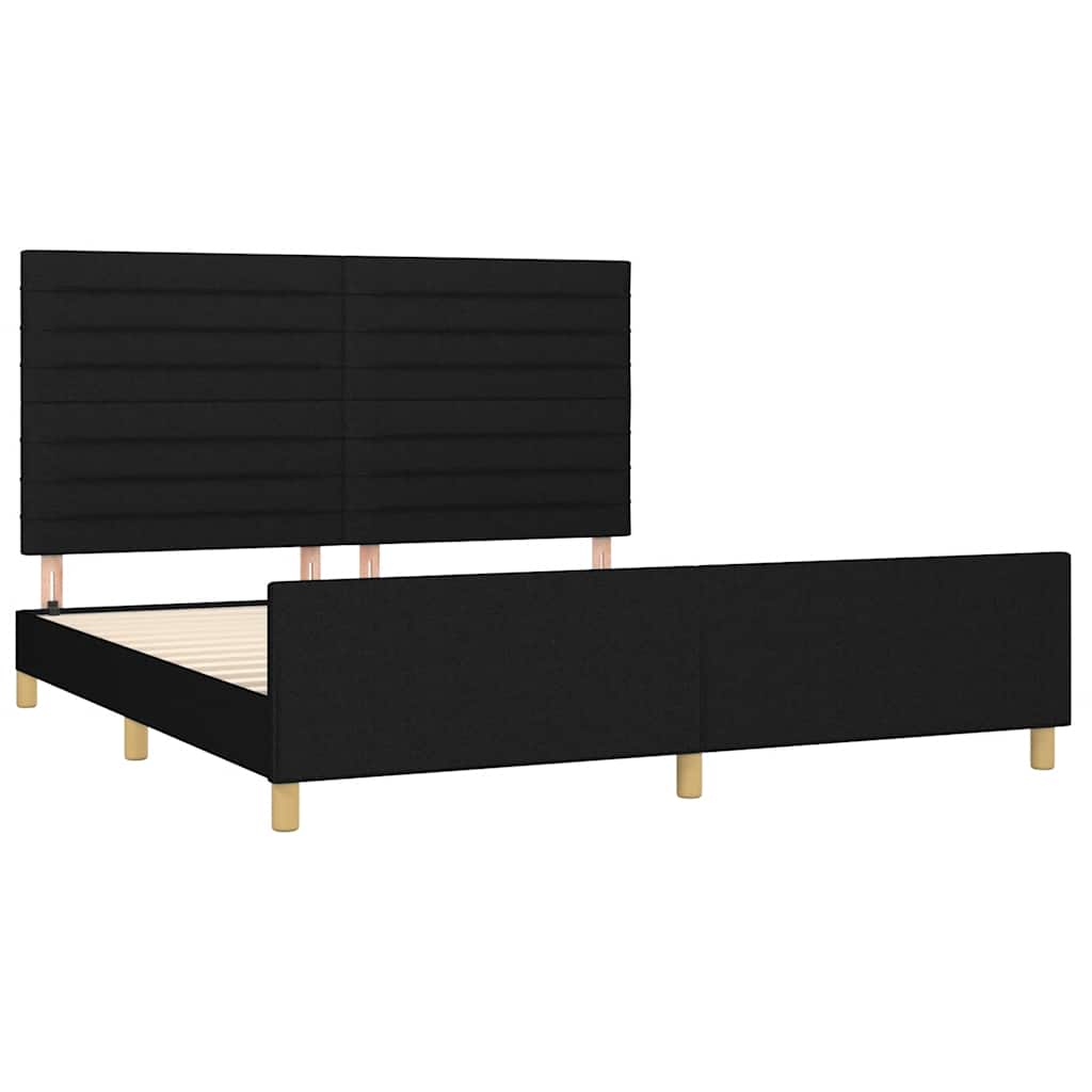 Estrutura de cama sem colchão 160x200 cm tecido preto