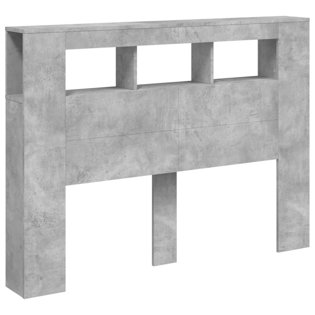 Cabeceira c/ leds 140x18,5x103,5 cm cinzento-cimento