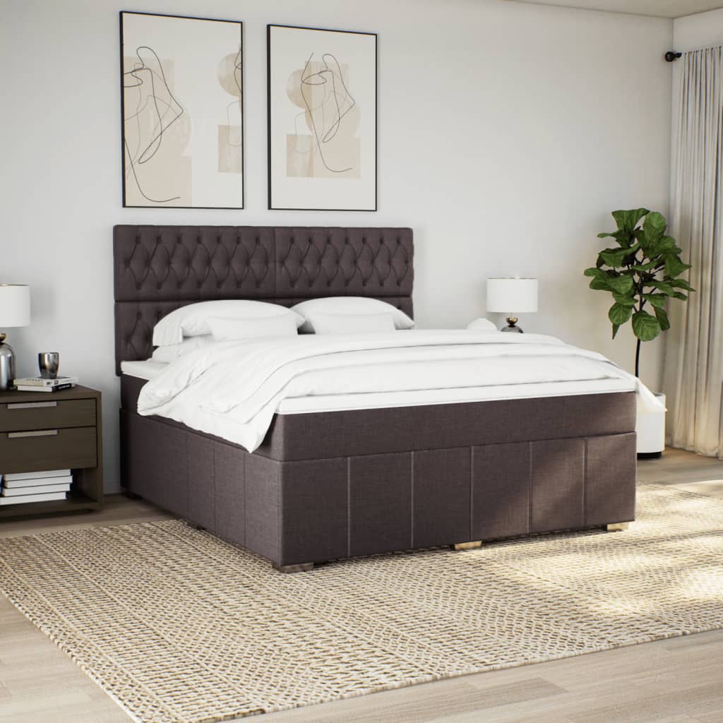 Cama com molas/colchão 180x200 cm tecido castanho-escuro
