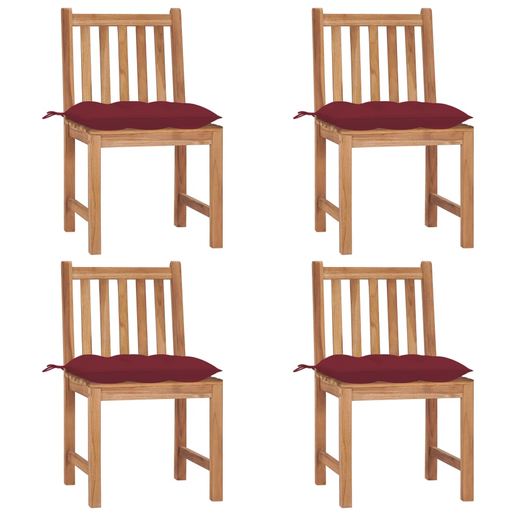 Cadeiras de jardim c/ almofadões 4 pcs madeira de teca maciça