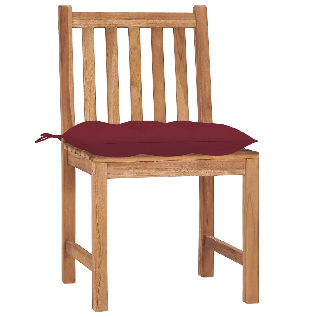 Cadeiras de jardim c/ almofadões 4 pcs madeira de teca maciça