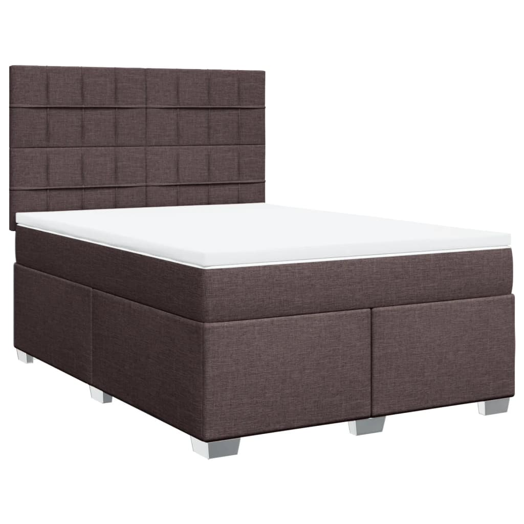 Cama com molas/colchão 140x190 cm tecido castanho-escuro