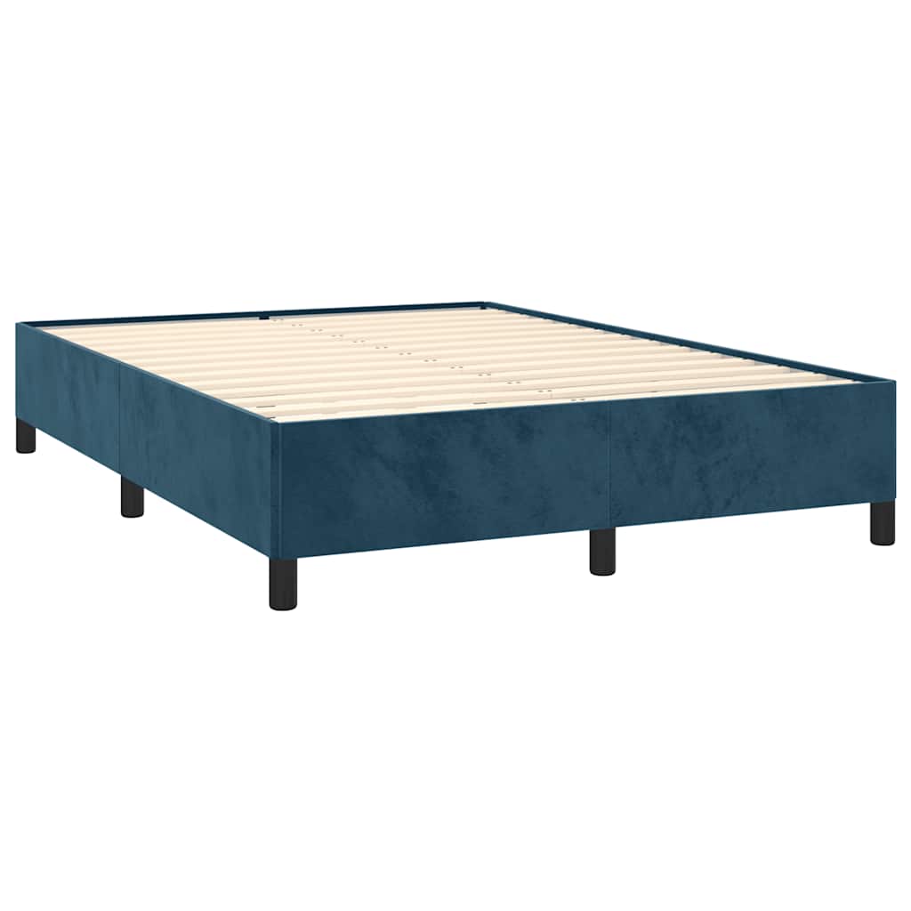 Estrutura de cama sem colchão 140x190 cm veludo azul-escuro