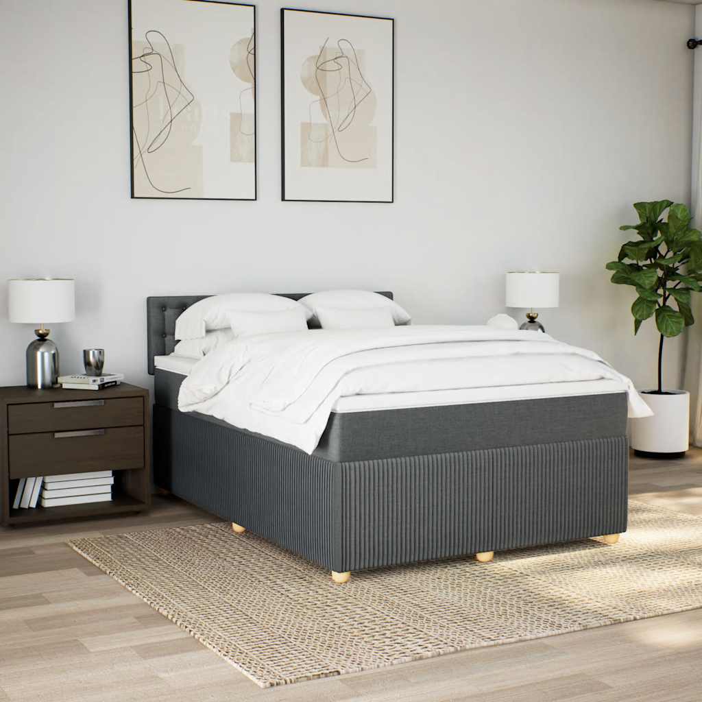 Cama com molas/colchão 140x200 cm tecido cinzento-escuro