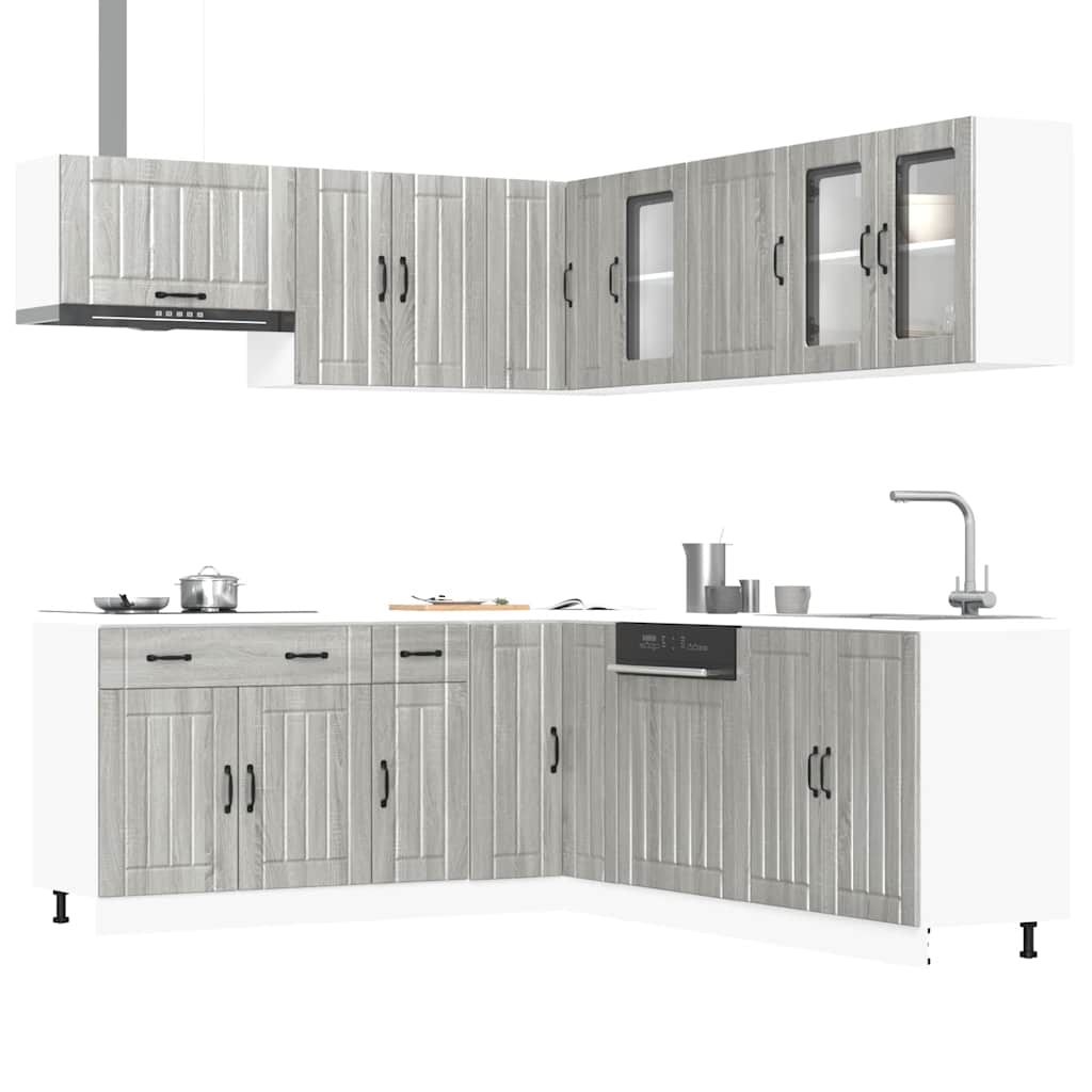 11 Peças armário de cozinha conjunto lucca cinza sonoma