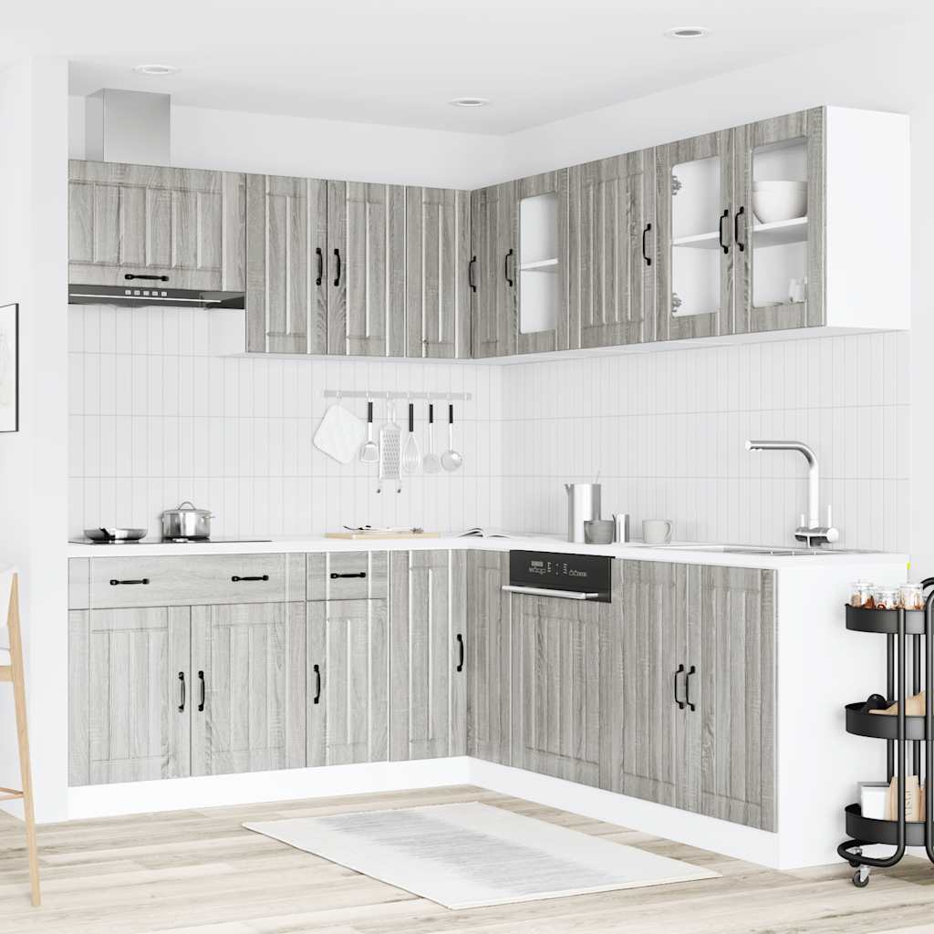 11 Peças armário de cozinha conjunto lucca cinza sonoma