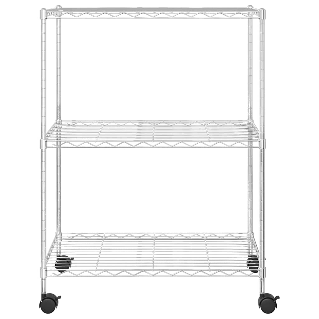 Unidade de 3 prateleiras com rodas 60x35x81 cm 150 kg cromado