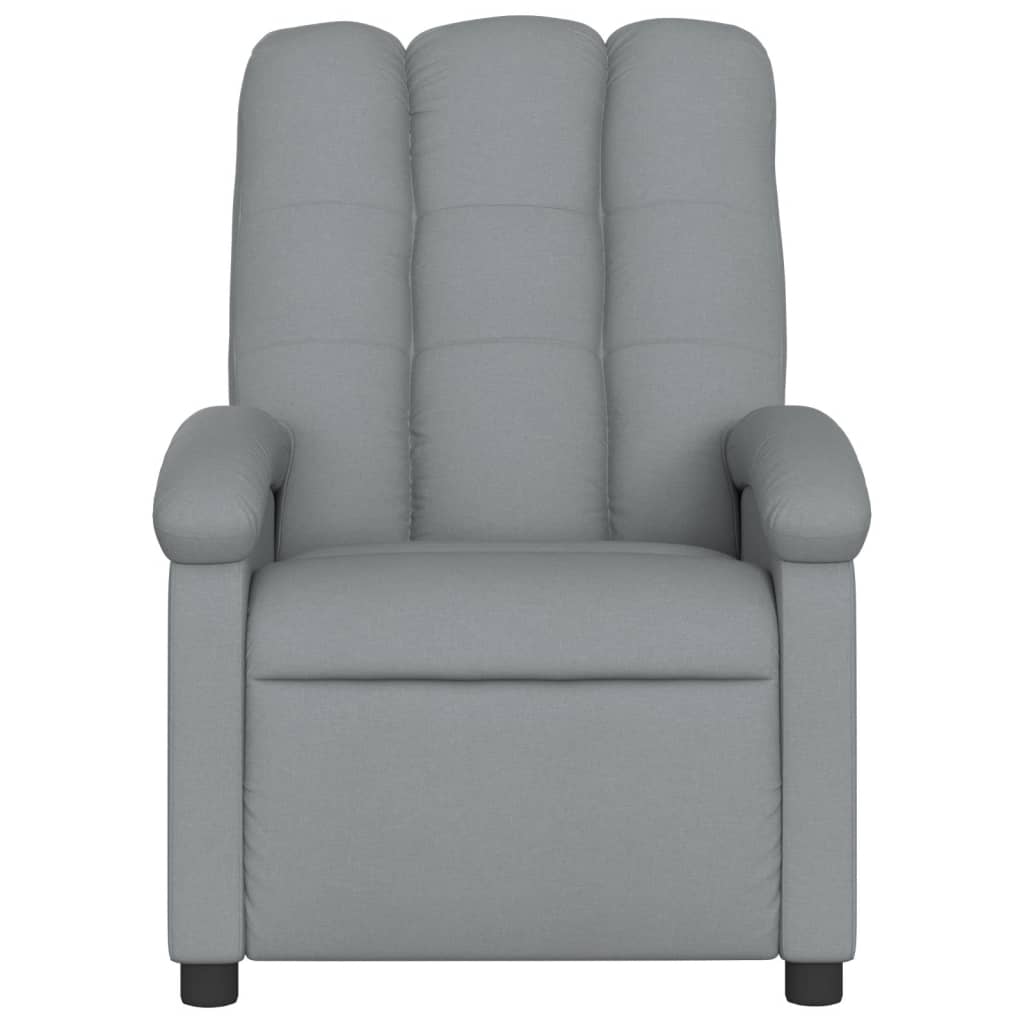 Poltrona de massagem reclinável em tecido cinza claro