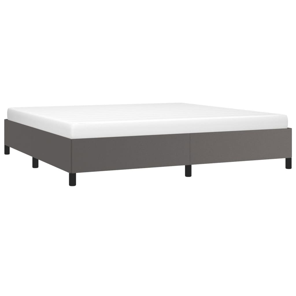 Estrutura de cama sem colchão 200x200cm couro artificial cinzento