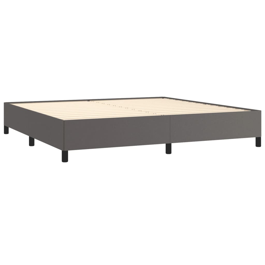 Estrutura de cama sem colchão 200x200cm couro artificial cinzento