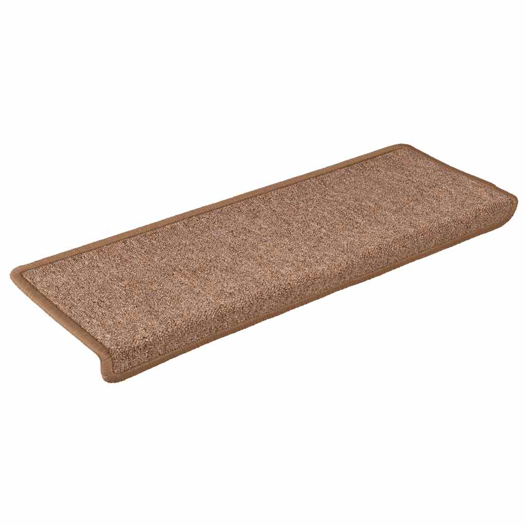 Tapetes de escada 15 peças 65x21x4 cm marrom com borda retangular