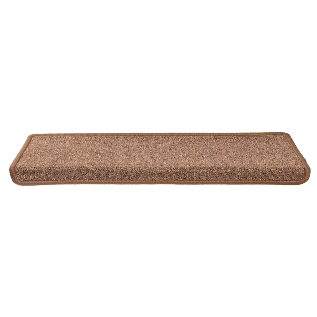 Tapetes de escada 15 peças 65x21x4 cm marrom com borda retangular