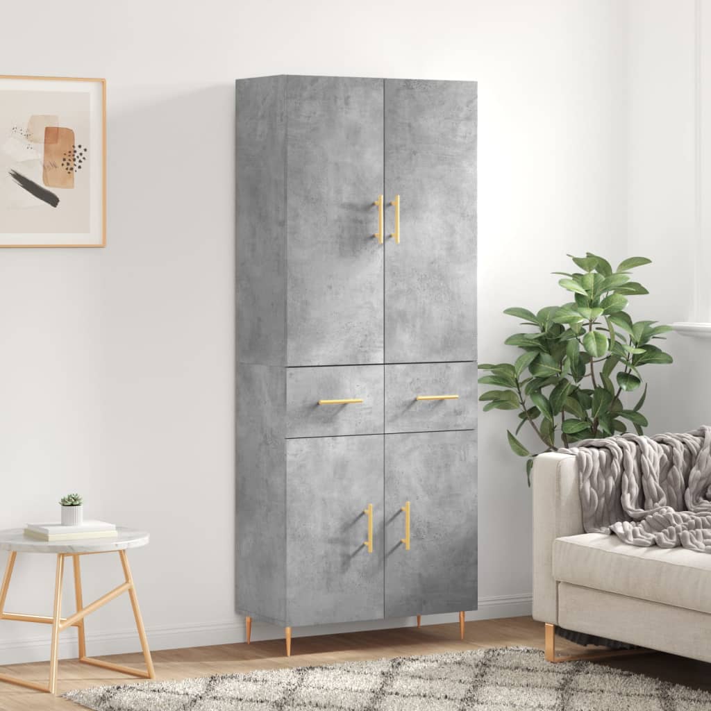 Armário alto 69,5x34x180 cm derivados de madeira cinza cimento