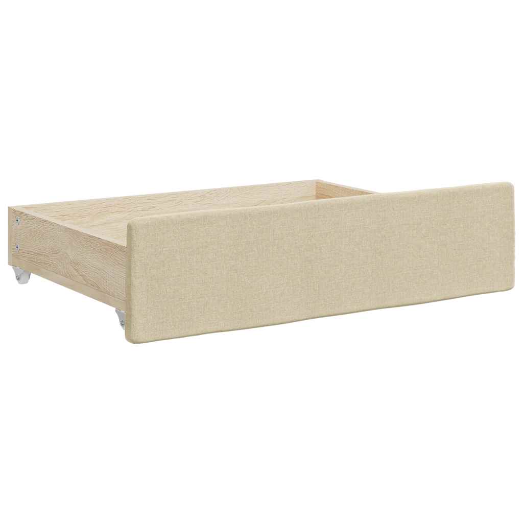 Gavetas de cama 2 pcs derivados de madeira e tecido cor creme