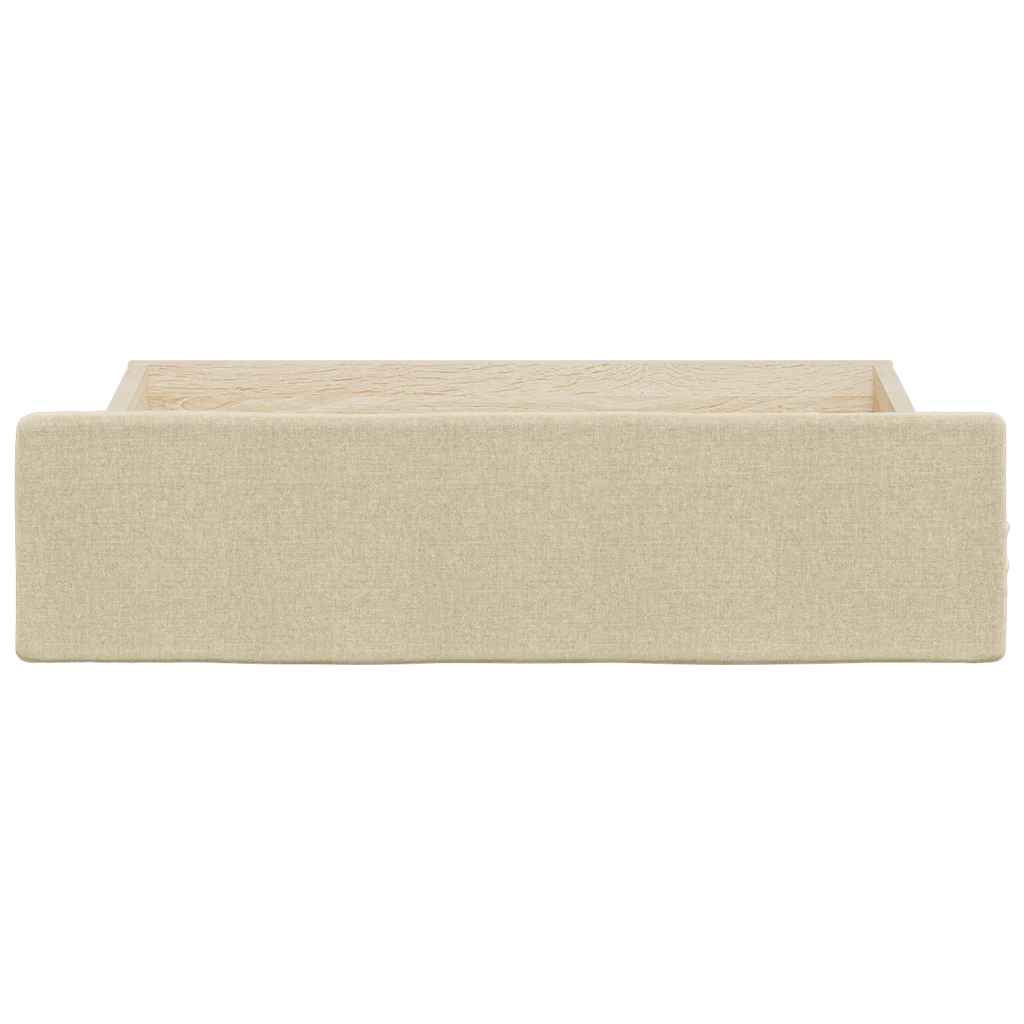 Gavetas de cama 2 pcs derivados de madeira e tecido cor creme