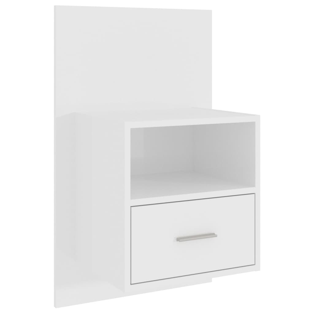 Mesa de cabeceira montagem na parede branco brilhante
