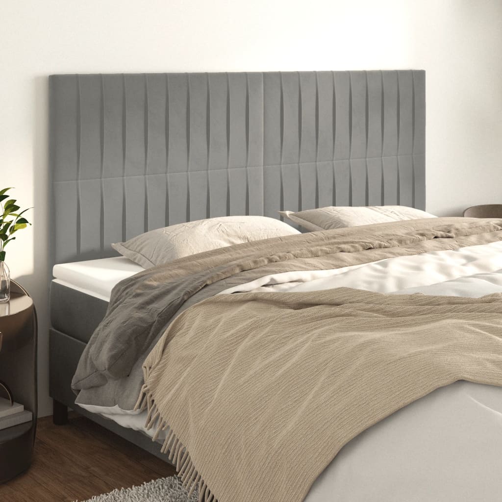 Cabeceira cinza claro 180x5x118/128 cm veludo