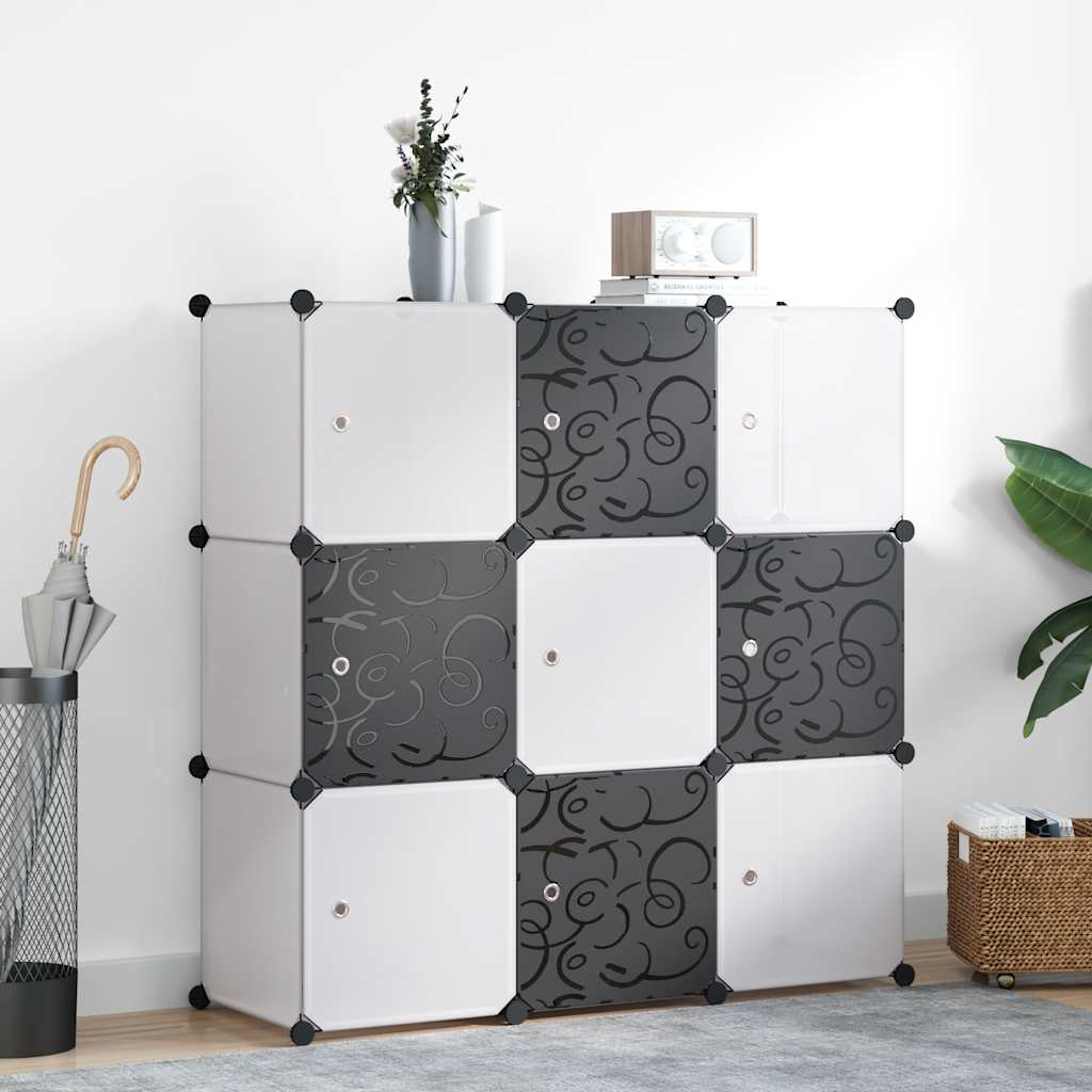 Cubos de arrumação com 9 compartimentos preto e branco