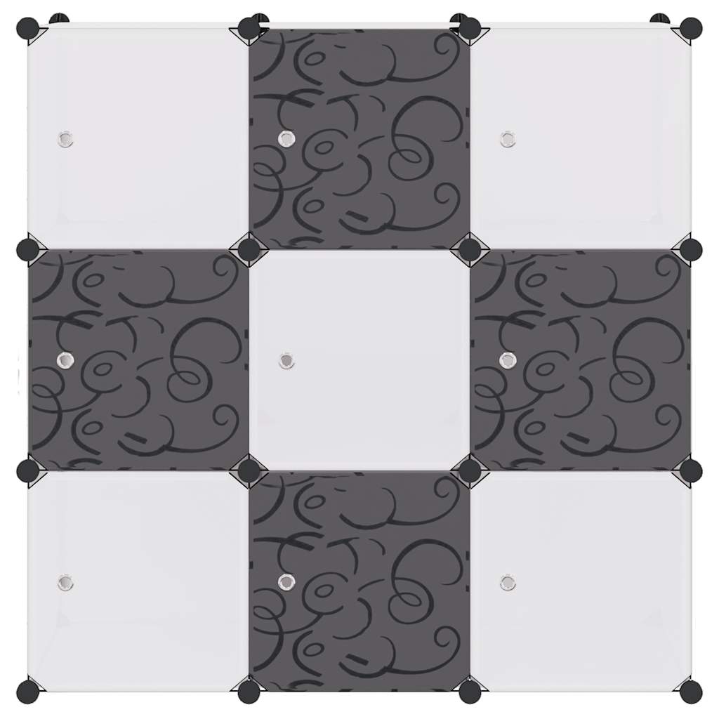 Cubos de arrumação com 9 compartimentos preto e branco