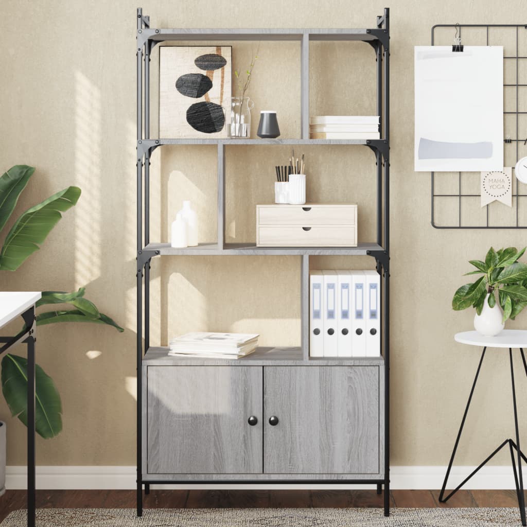 Estante c/ portas 76,5x30x154,5 cm deriv. madeira cinza sonoma