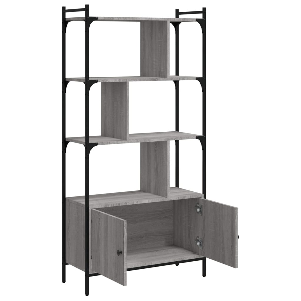 Estante c/ portas 76,5x30x154,5 cm deriv. madeira cinza sonoma