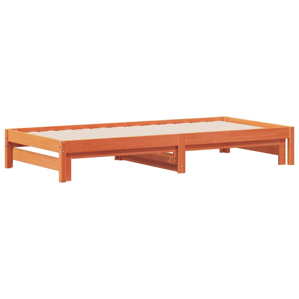 Sofá-cama com gavetão 90x200 cm madeira de pinho castanho cera