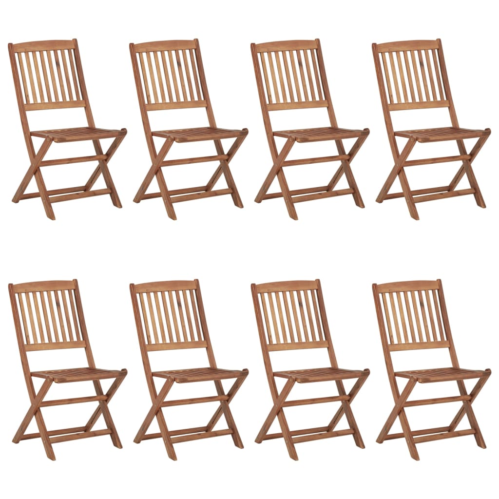 Cadeiras de jardim dobráveis 8 pcs c/ almofadões acácia maciça