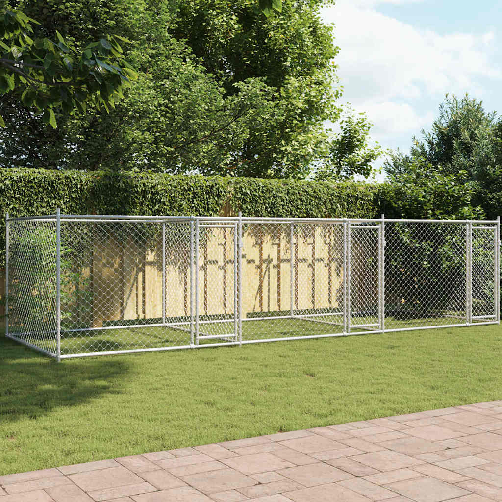 Jaula para cão com portas 6x2x1,5 m aço galvanizado cinzento