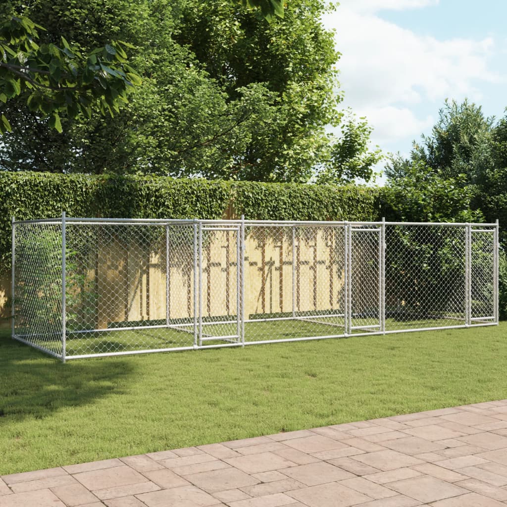Jaula para cão com portas 6x2x1,5 m aço galvanizado cinzento