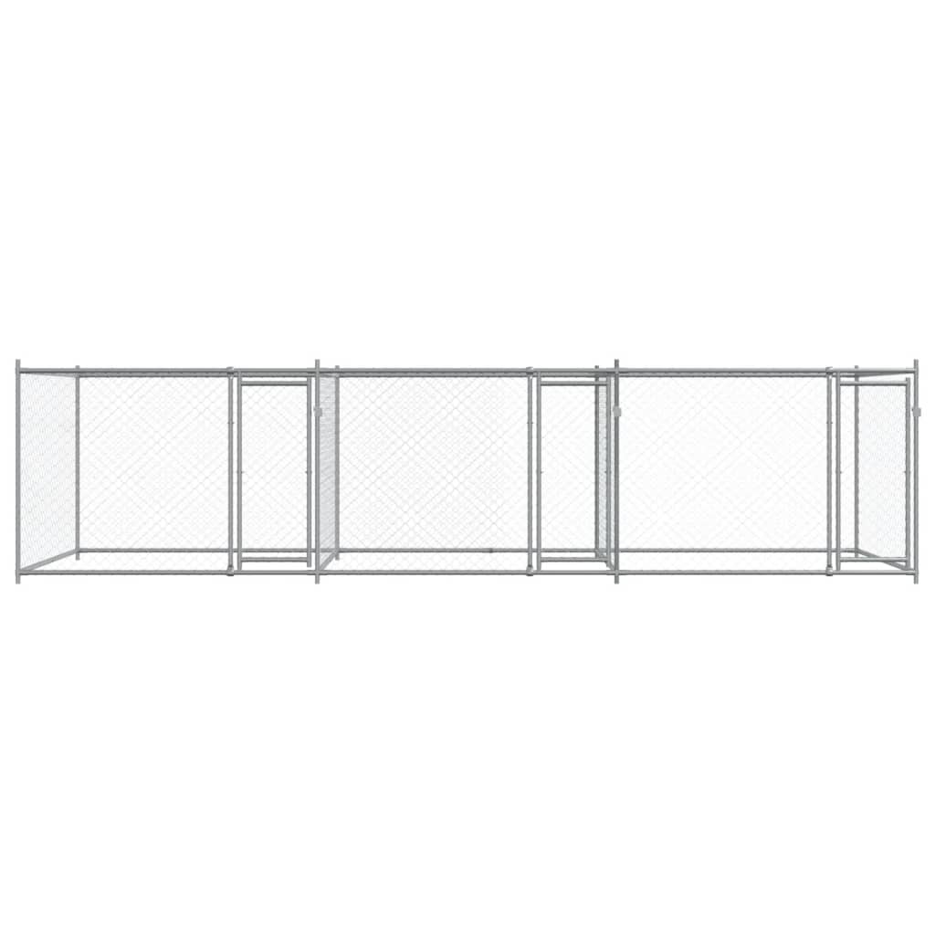 Jaula para cão com portas 6x2x1,5 m aço galvanizado cinzento