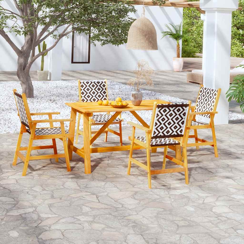 5 Pcs conjunto de jantar para jardim madeira de acácia maciça