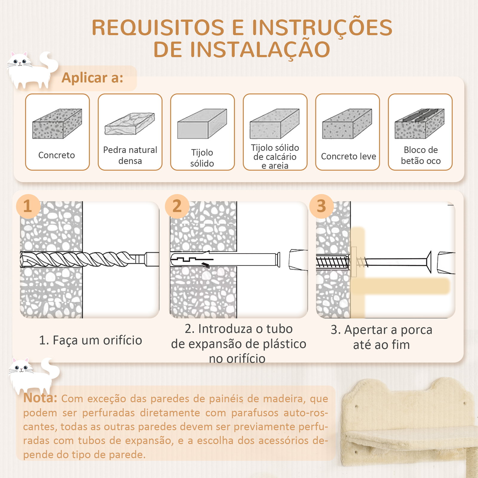 Prateleiras de parede para gatos 4 peças com rede plataforma semicircular plataformas de salto e poste de sisal bege