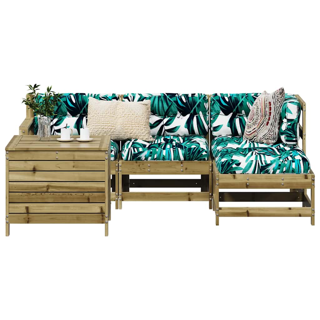 5 Pcs conjunto de sofás para jardim madeira de pinho impregnada