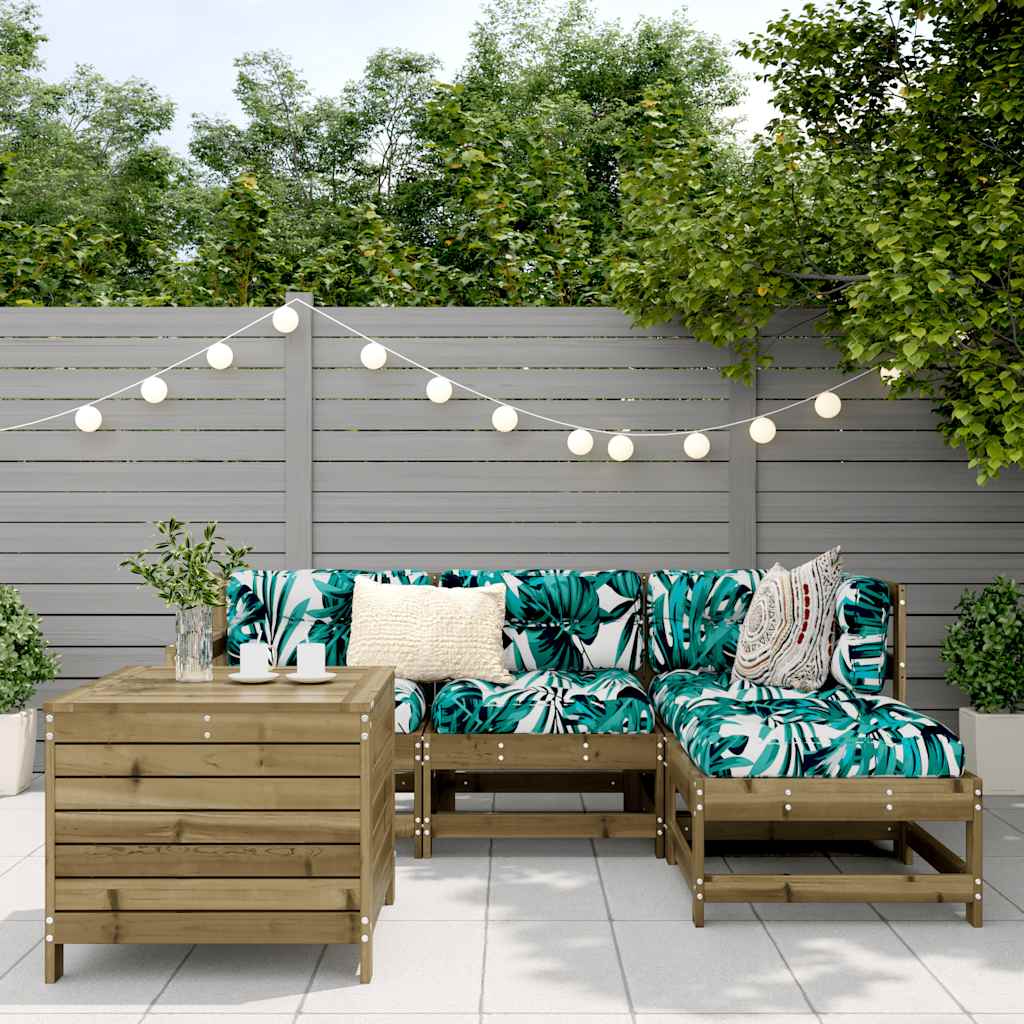 5 Pcs conjunto de sofás para jardim madeira de pinho impregnada
