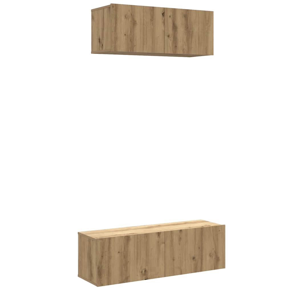 Conjunto de armário TV parede 2 pcs madeira carvalho artisiano