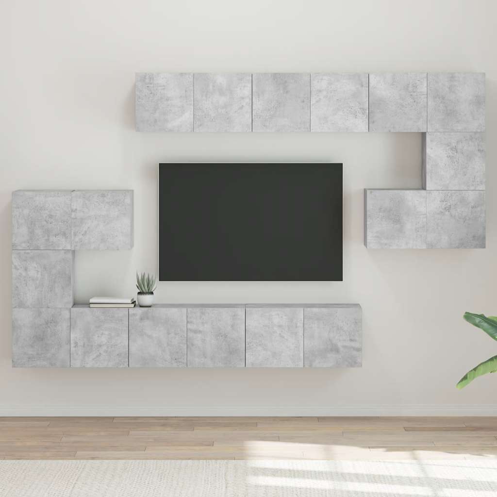 10 Pcs conjunto de móveis de TV derivados madeira cinza cimento