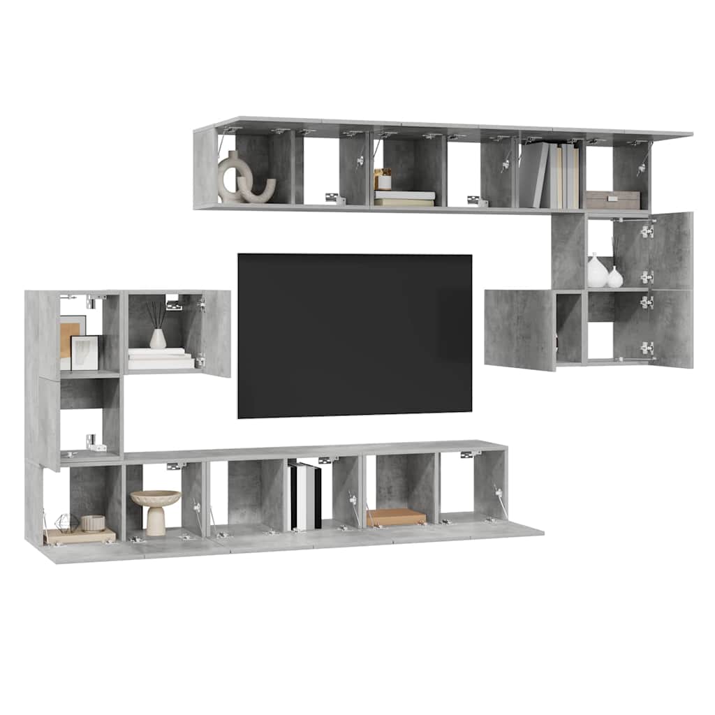 10 Pcs conjunto de móveis de TV derivados madeira cinza cimento
