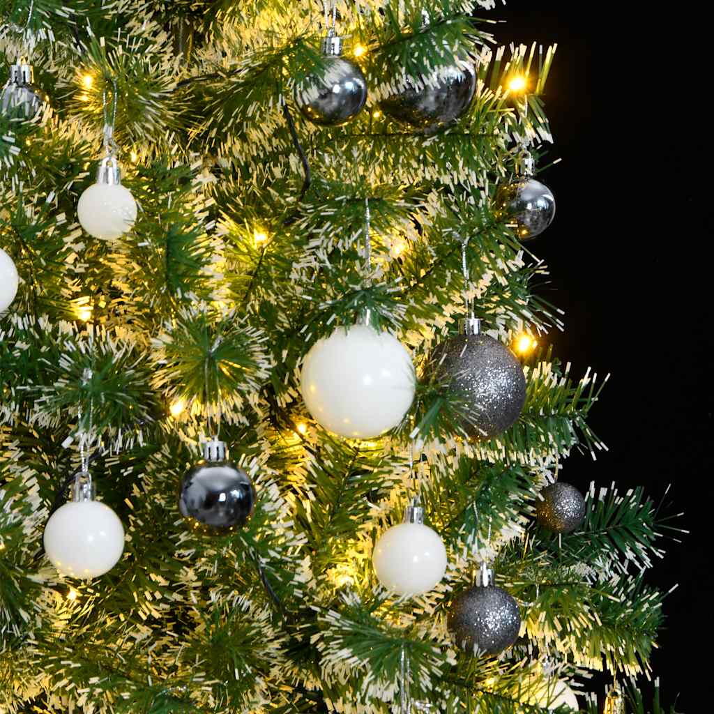 Árvore natal artificial c/ 300 luzes LED, bolas e neve 240 cm
