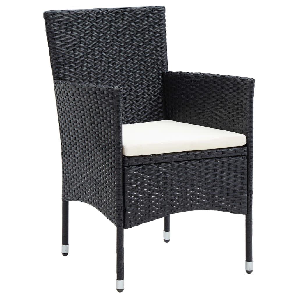 9 Pcs conjunto de jantar p/ jardim c/ almofadões vime PE preto