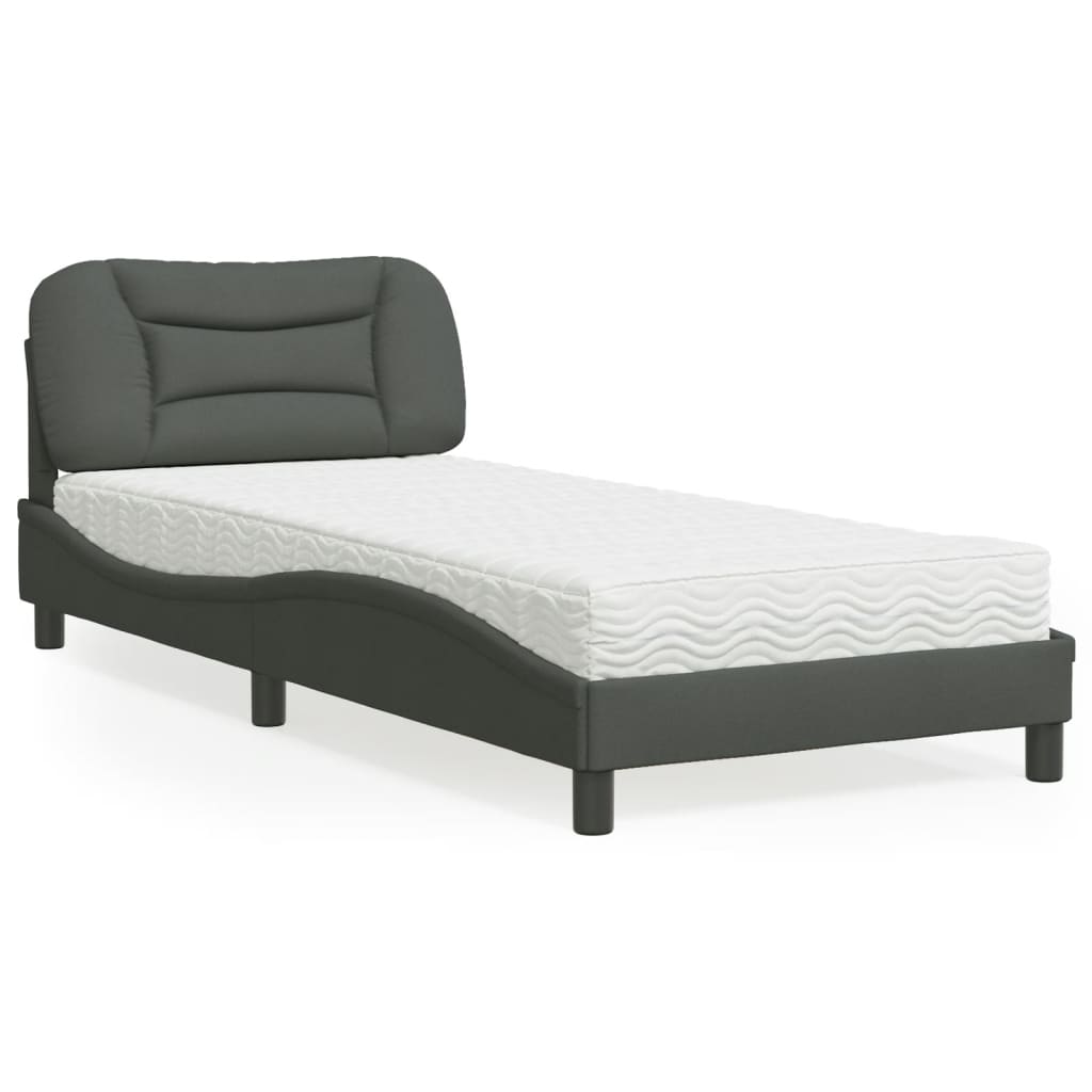 Cama com colchão hvar 80x200 cm tecido cinzento-escuro