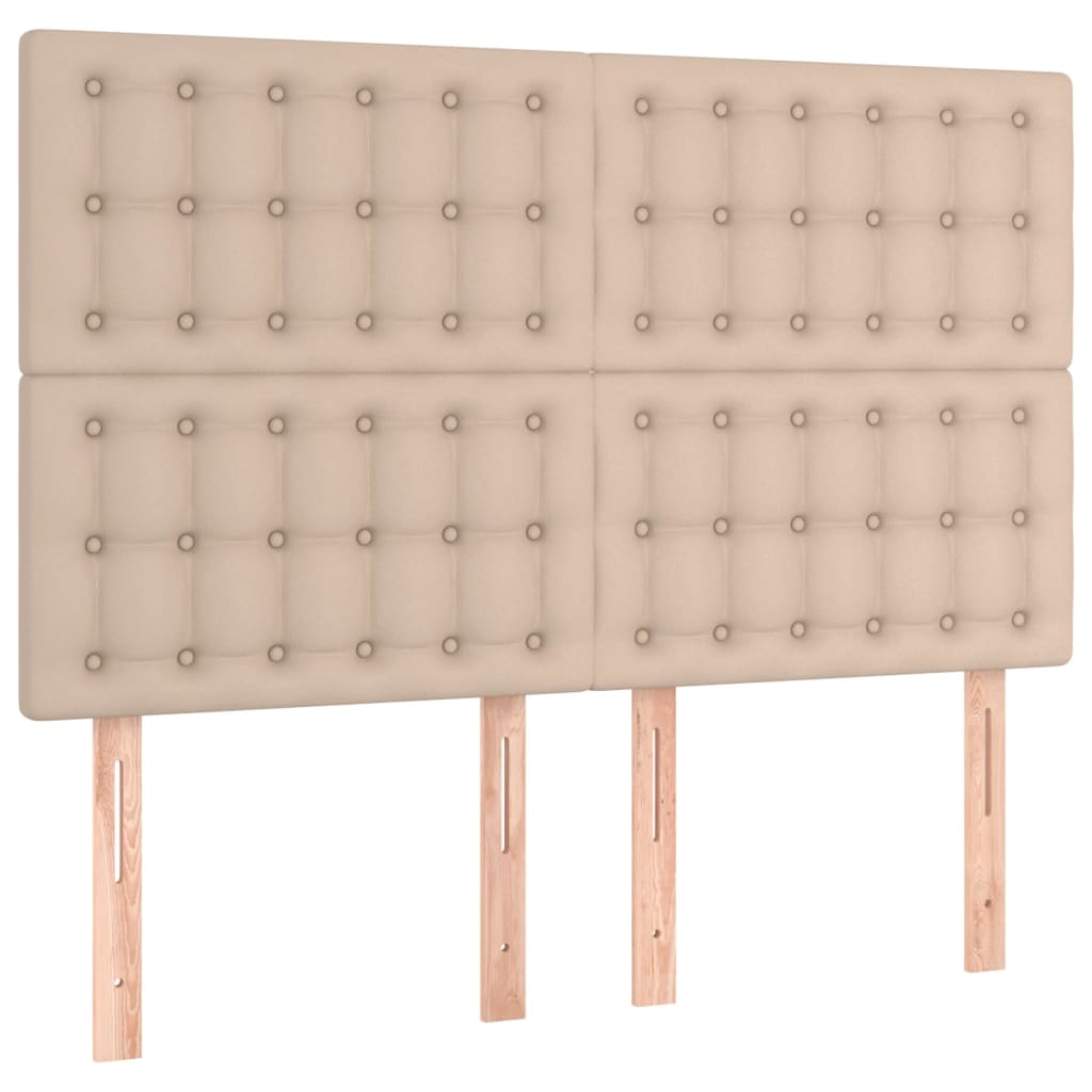 Cabeceira cama c/ LED couro artif. 144x5x118/128 cm cappuccino