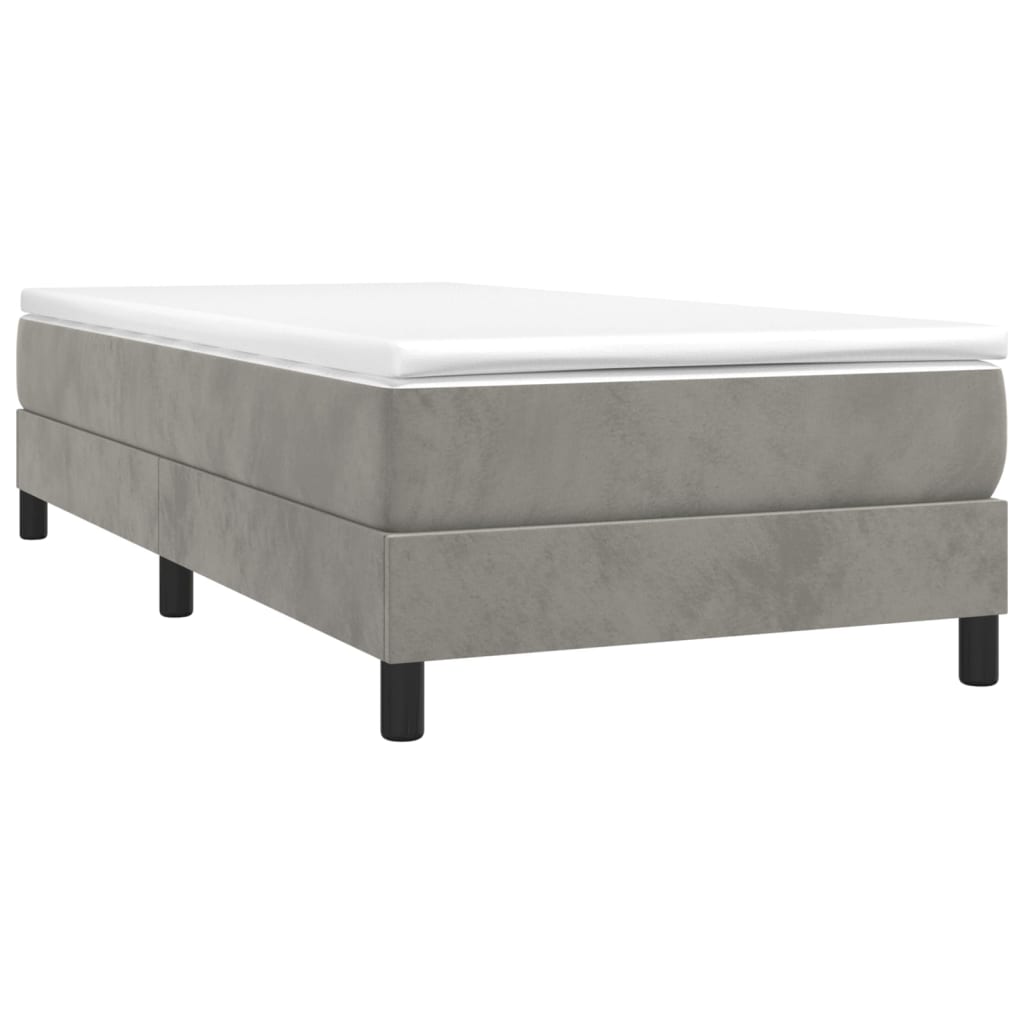 Estrutura de cama com molas 100x200 cm veludo cinzento-claro