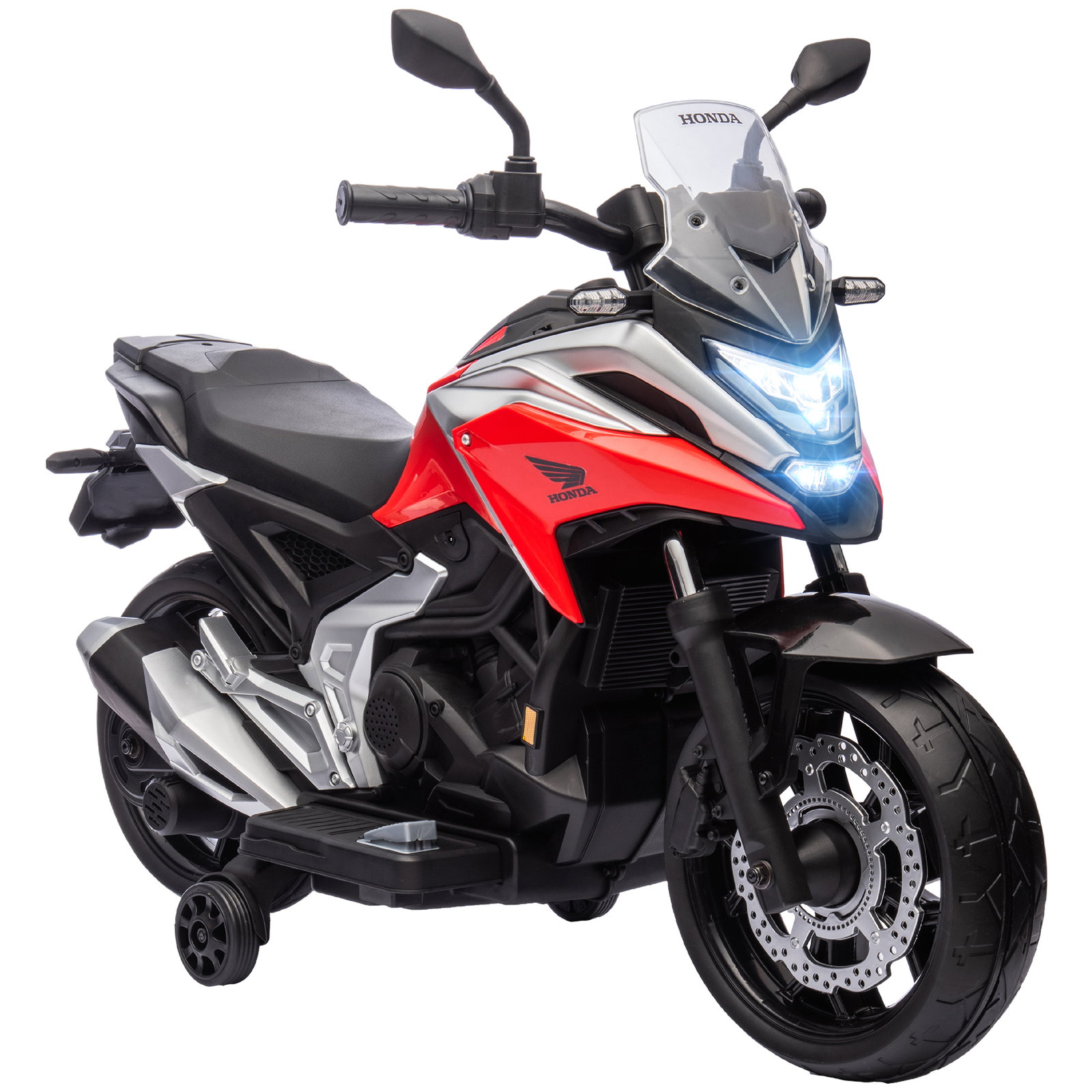 Moto elétrica para crianças de 3-6 anos com licença honda com USB mp3 luz LED e velocidade 3 km/h carga 30 kg vermelho